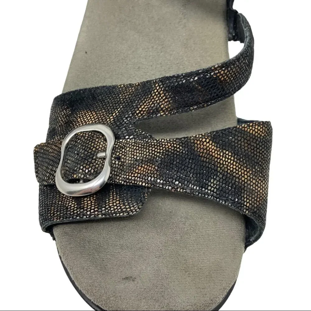 Dansko Sandi Leather Sandals In Iridescent Coffee Swirl Women's Size 40